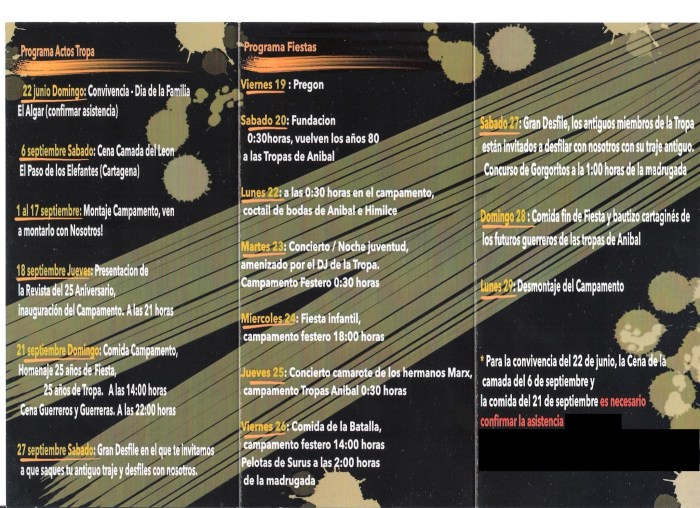 actividades 25 aniversario Tropas de Anibal